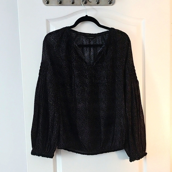 Lucky Brand Tops - Lucky Brand Black Puff Sleeve Blouse